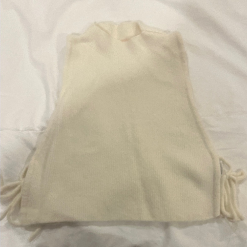 Cream Sleeveless Knit Top